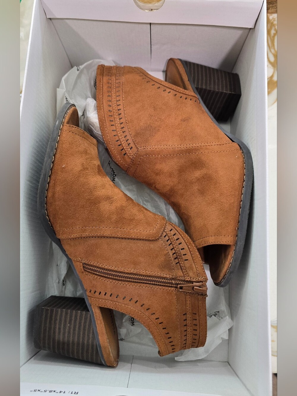 Women's Tan Suede Peep-Toe Booties - Stylish Everyday Comfort